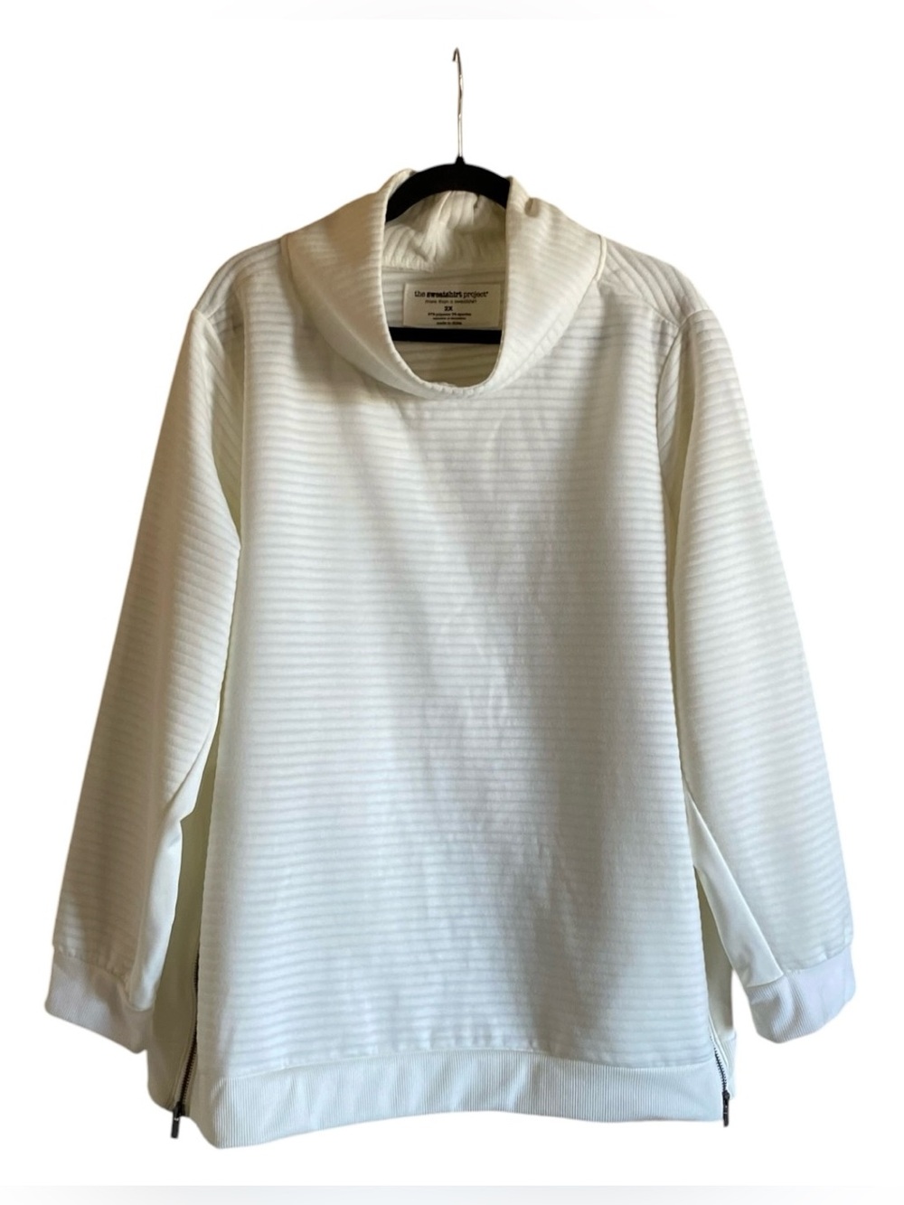 Women’s THE SWEATSHIRT PROJECT Light Cream SweaterTop Side Zippers 2X